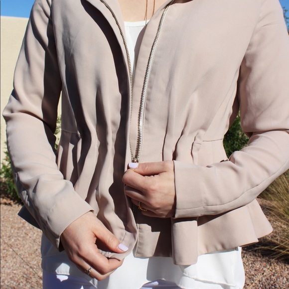 Beige Peplum Blazer - Picture 6 of 8